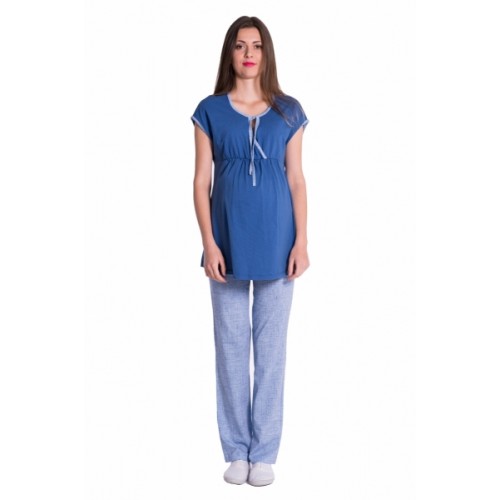 Be MaaMaa Tehotenské, dojčiace pyžamo - jeans/modrá, roz. XL