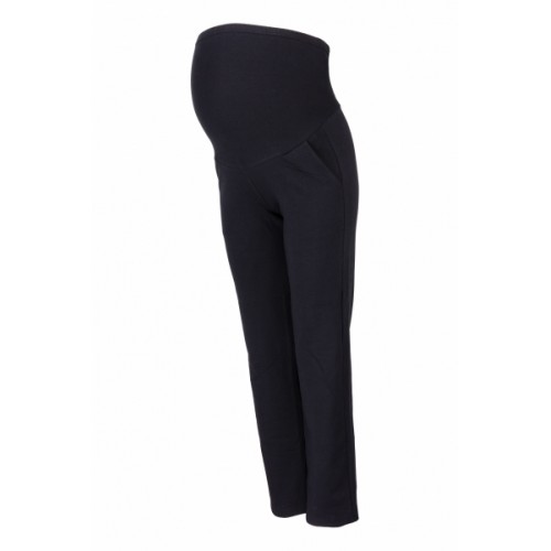 Be MaaMaa Tehotenské nohavice s elastickým pásom, s vreckami - čierne, vel´. XL