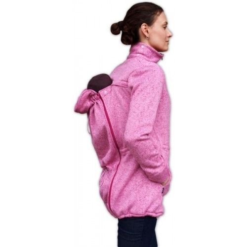 JOŽÁNEK Nosiaci fleecová mikina - pre nosenie dieťaťa vpredu aj vzadu - růžový melír