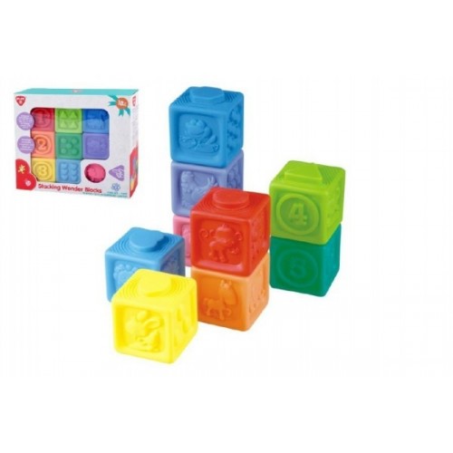 Teddies Gumové kocky 9ks 5x5cm v krabici 23x21x6cm 18m +