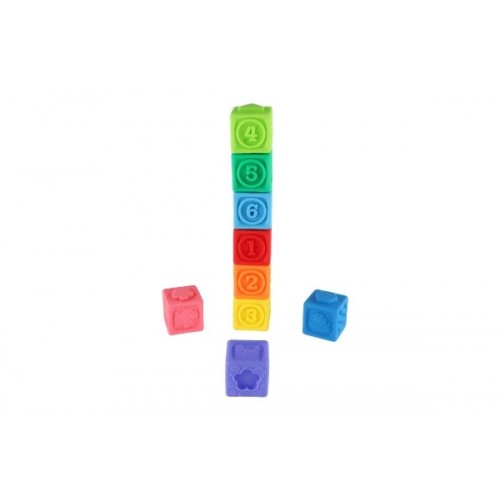 Teddies Gumové kocky 9ks 5x5cm v krabici 23x21x6cm 18m +
